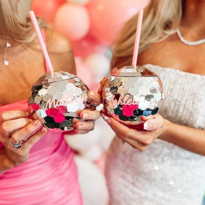 Disco Ball Cups with straws Wedding Bridal Shower Bachelorette Decoration Cocktail Cup Drink Bottle Summer Beach Pool Supplies