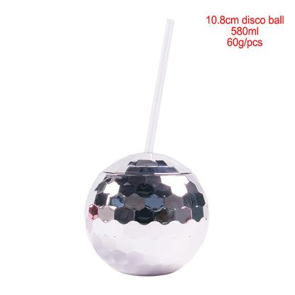 Disco Ball Cups with straws Wedding Bridal Shower Bachelorette Decoration Cocktail Cup Drink Bottle Summer Beach Pool Supplies